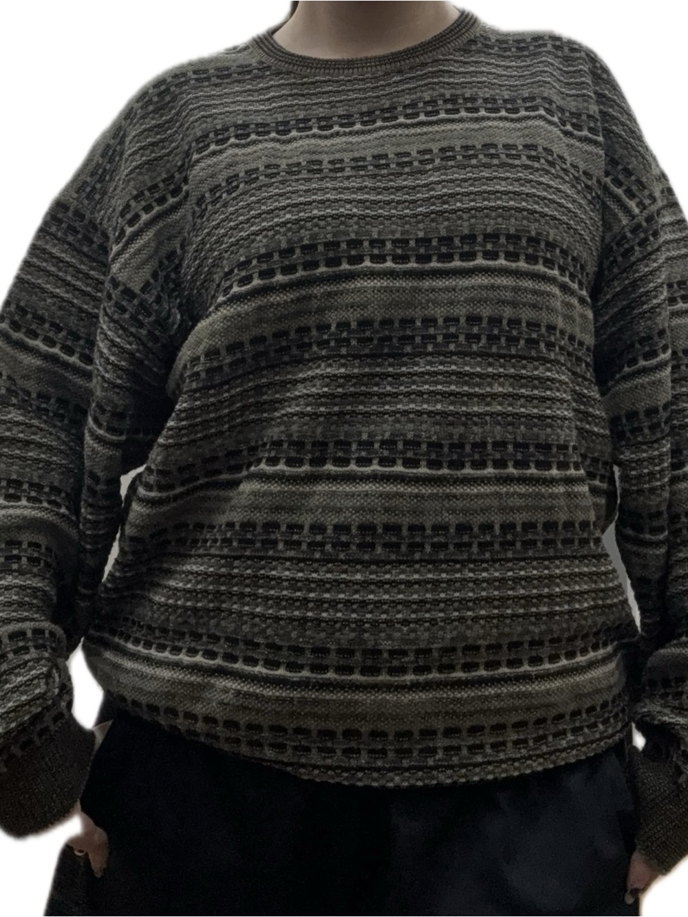 striped grandpa coogi-esque sweater